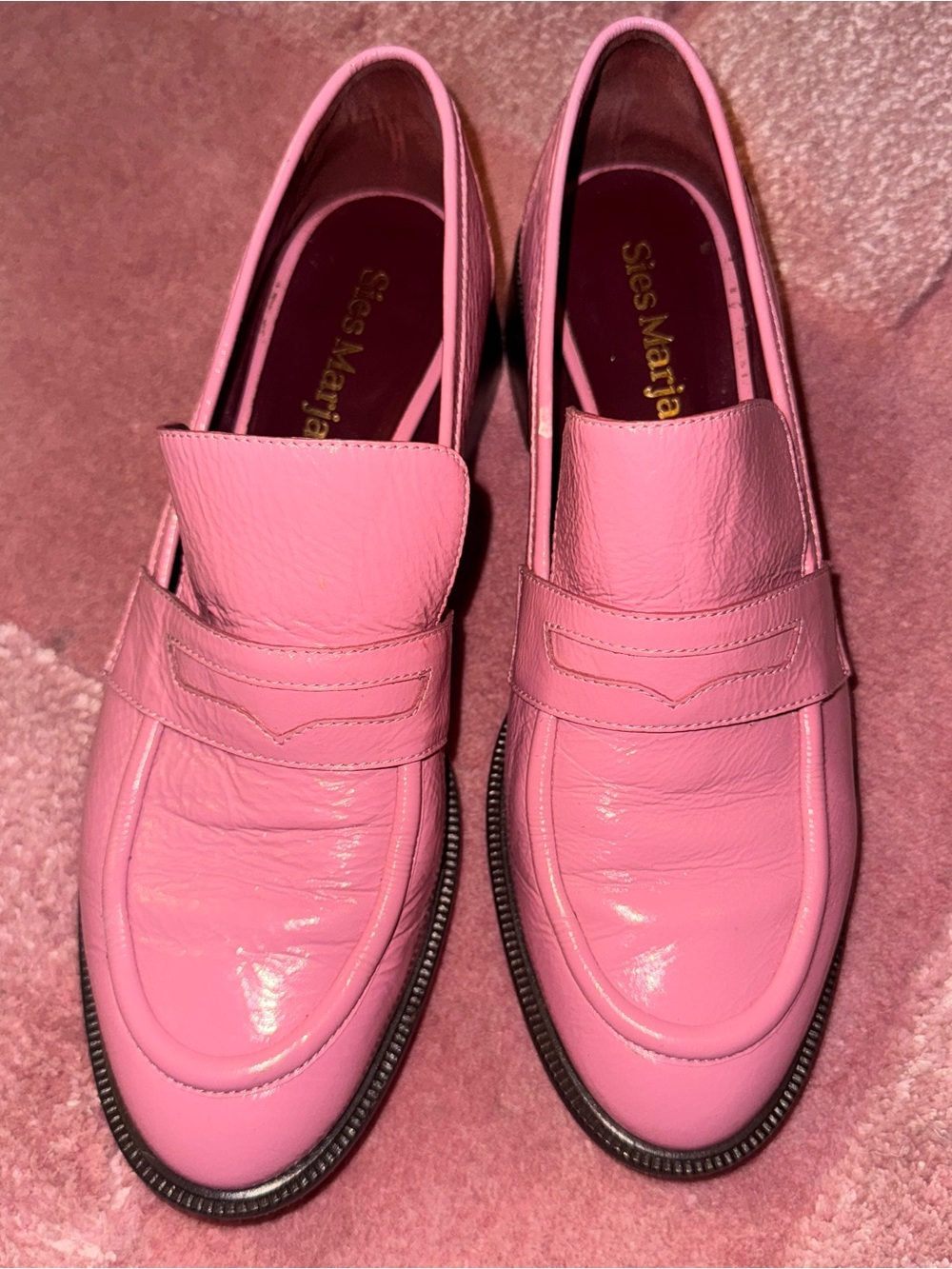 Sies Marjan Bubblegum Pink Leather Penny Loafers